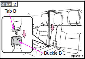 Fastening and releasing the third center seat belt