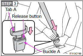 Fastening and releasing the third center seat belt