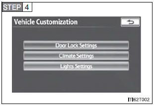 Customizing vehicle features using the touch screen (vehicles with navigation system)