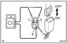 INSPECT SEAT BELT BUCKLE SWITCH CONTINUITY