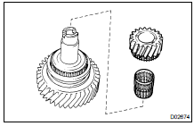 REMOVE IDLER LOW GEAR AND NEEDLE ROLLER BEARING FROM IDLER GEAR