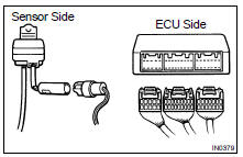 (a) Disconnect the connectors at both ECU and sensor