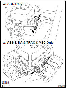 (a) Disconnect the 2 connectors from the hydraulic brake