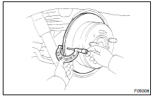 (a) Temporarily fasten the disc with the 3 hub nuts.