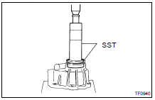 (b) Using SST and a press, remove the ball bearing.