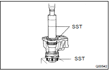 (a) Using SST and a press, install the front output shaft and