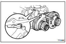 INSTALL IDLER GEAR ASSEMBLY WITH CENTER DIFFERENTIAL ASSEMBLY, SHIFT FORK NO. 1 AND SHIFT FORK NO. 1 SHAFT TO FRONT CASE