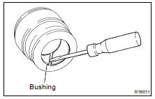 (a) Using a screwdriver, remove the bushing from the cylinder