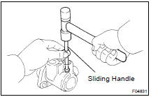 (b) Using plastic hammer and sliding handle, lightly tap in a