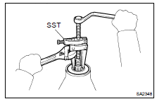 (a) Using SST, remove the oil seal from the differential carrier.