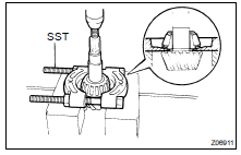(a) Using SST and a press, remove the rear bearing from the
