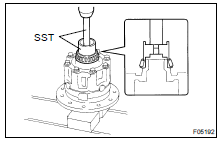 (a) Using SST and a press, install the RH side bearing on the