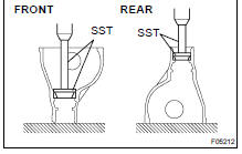 (a) Using SST and a press, install the front bearing outer
