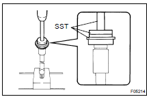 Using SST and a press, install the bearing to side gear shaft.
