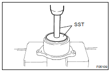 Using SST and a press, remove the bearing.