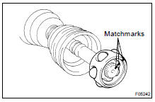 (a) Place matchmarks on the outboard joint shaft, inner race