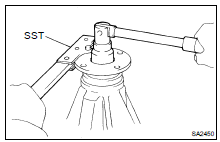 (d) Using SST to hold the flange and adjust the drive pinion