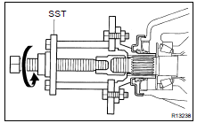 (a) Using SST, install the companion flange on the drive pinion.