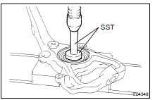 (a) Using SST and a press, install a new bearing and bushing.