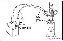 (q) Connect SST (wire) to the injector and the battery for 15