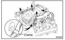 Install the 2 wire clamps on the engine wire to the brackets on