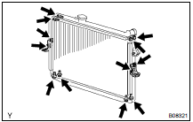 REMOVE RADIATOR SIDE SUPPORTS FROM RADIATOR