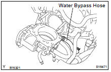 (a) Connect the water bypass hose to the manifold thermostat