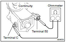 Using an ohmmeter, check that there is continuity between terminals