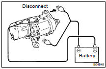 Disconnect the negative (-) lead from the starter body. Check