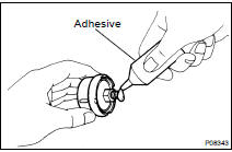 (a) Apply adhesive to 2 or 3 threads of the oil pressure switch.