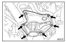 REMOVE OIL PAN BAFFLE PLATE