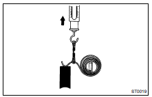 Using a pull scale, measure the spring load by pulling the spring