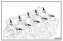 REMOVE MAIN BEARING CAPS AND CHECK OIL CLEARANCE