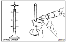 (b) Using a micrometer, measure the diameter of the valve
