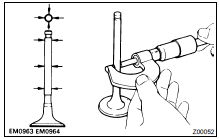 INSPECT VALVE STEMS AND GUIDE BUSHINGS