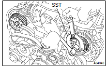 INSTALL RH, LH CAMSHAFT TIMING PULLEYS