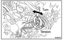 (c) Turn the LH camshaft timing pulley counterclockwise until