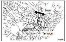 CONNECT TIMING BELT TO LH CAMSHAFT TIMING PULLEY