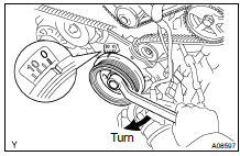 (a) Temporarily install the crankshaft pulley bolt.