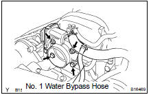 (n) Disconnect the No.1 water bypass hose from the front water