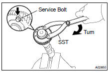 (b) Using SST, turn the sub-gear clockwise, and remove the