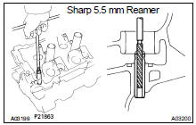 (g) Using a sharp 5.5 mm reamer, ream the guide bushing