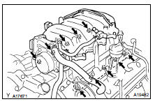 (b) Place the intake manifold assembly on the cylinder