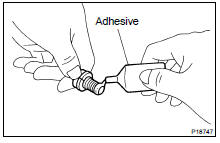 (a) Apply adhesive to 2 or 3 threads from the bolt end.