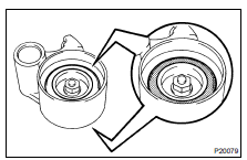 (a) Visually check the seal portion of the idler pulley for oil