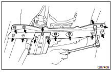 REMOVE CROSSMEMBER AND TRANSTER CASE PROTECTOR