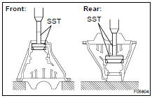 (a) Using SST and a press, install the front bearing outer