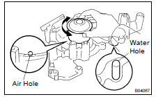 (a) Visually check the air hole and water hole for coolant leakage.